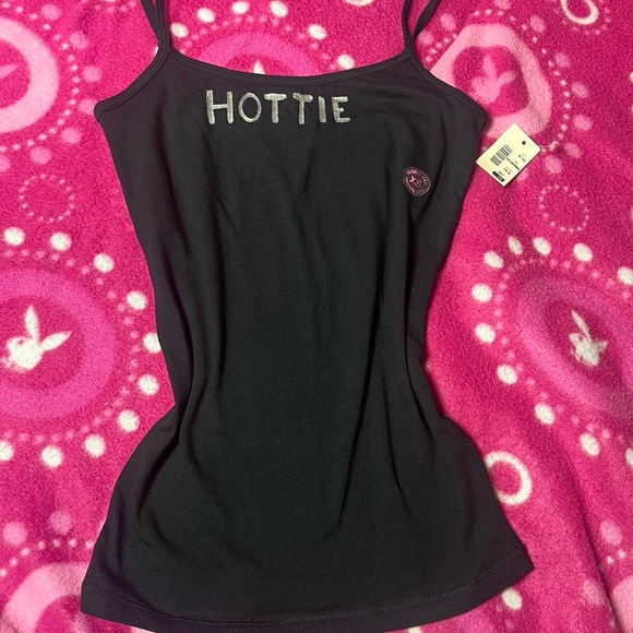 Aeropostale Black Tank Top Silver Hottie Slogan Design Size XS - Picture 1 of 5
